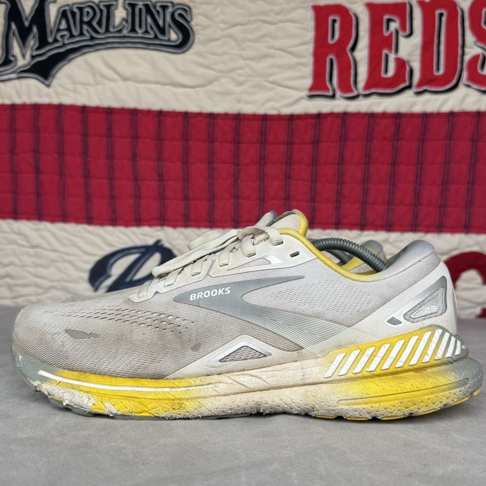 Size 10 - Brooks Adrenaline GTS 23 Mens Beige Gray Yellow Running Shoes Sneakers
